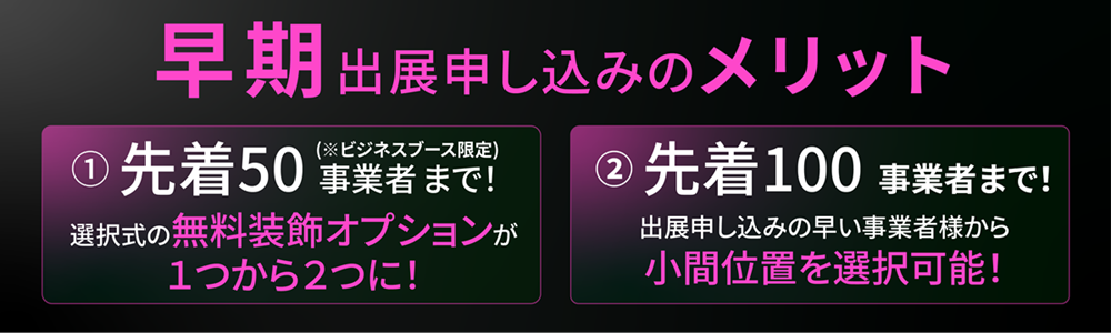 早期申し込み特典